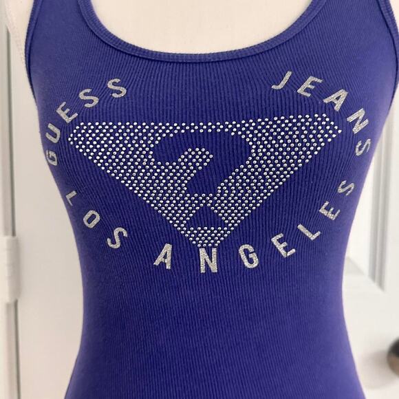 Vintage Guess Jeans Mcbling Women’s Size Small Very Fitted Tank - Picture 3 of 4